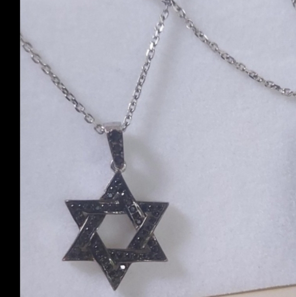 ❤️NWT Solid STERLING SILVER And marcasites 3D Star David, 18" CHA… - Picture 4 of 4